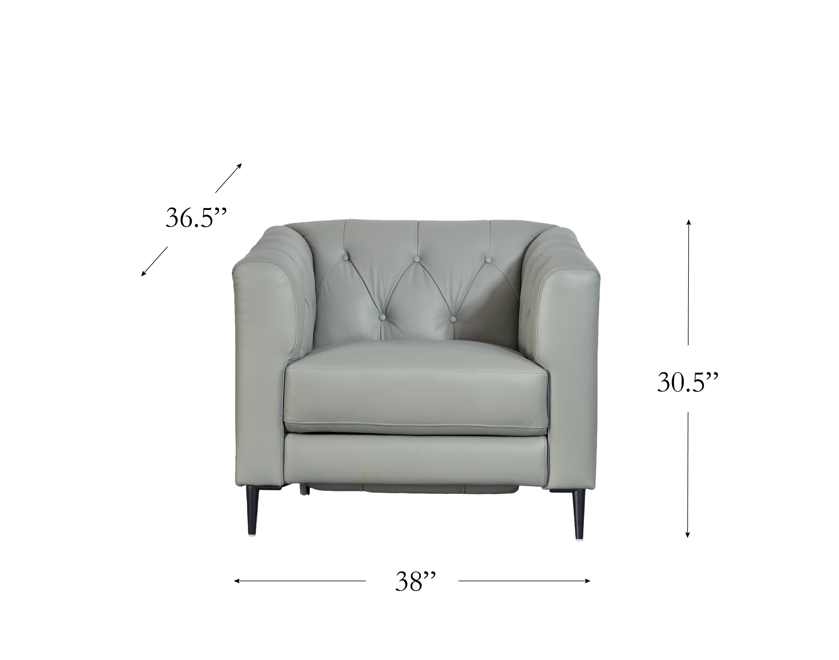 Ella Leather Power Sofa Collection, Silver Gray